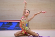 Gymnast during an exercise with a jump rope