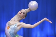 Alexandra Borisova during an exercise with a ball