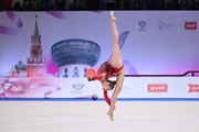 Daria Grokhotova during an exercise with a ball