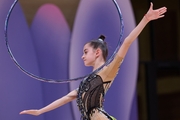 Anna Vakulenko  during an exercise with a hoop at the control training session