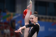 A gymnast during the ball exercise