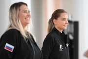 Academy coach Evgenia Eliseeva and Arina Averina during training