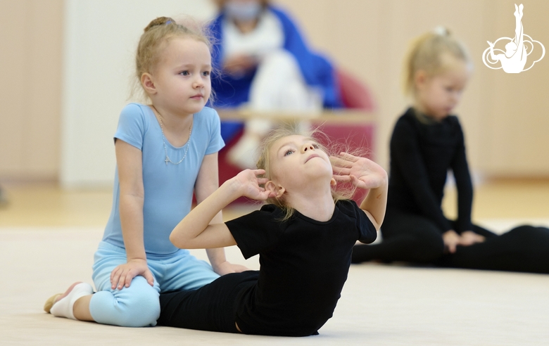 Young gymnasts during the workout