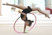 Sabina Samatova during an exercise with a hoop