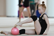 Olga Chernykh during an exercise with a ball