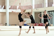 Gymnasts from Belgorod during an exercise with hoops