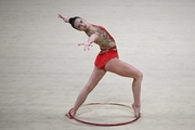 Elvira Krasnobaeva during the hoop exercise