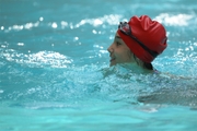 A participant of the training camp at the Academy swimming pool