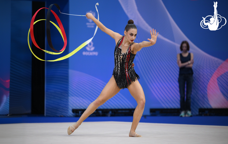 Milena Asriyan during an exercise with a ribbon