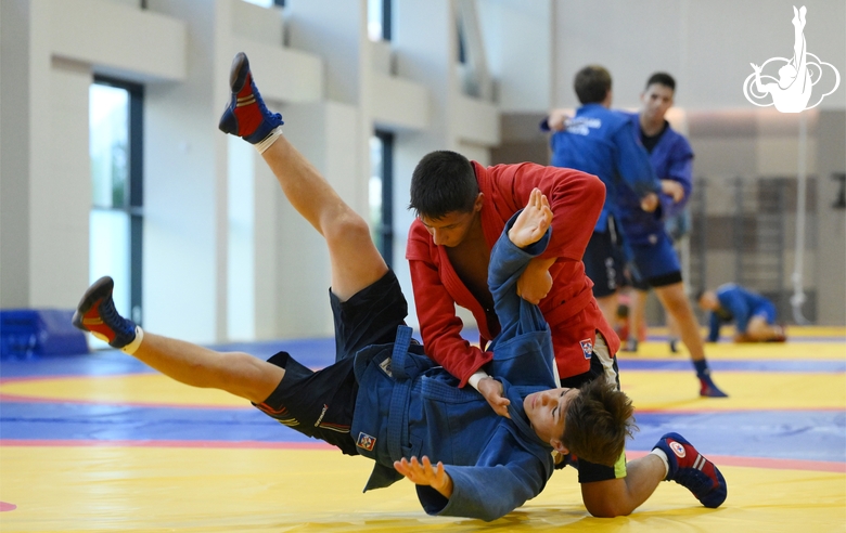 Participants of the training camp during training at the Martial Arts Academy