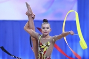 Anastasia Vlasenko during an exercise with a ribbon