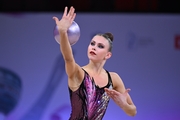 Ekaterina Sazonova during an exercise with a ball