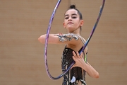 Anna Vakulenko during an exercise with a hoop at a control training session