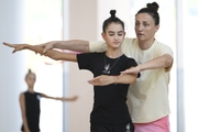 Academy coach Irina Dzyuba and Anna Vakulenko during training