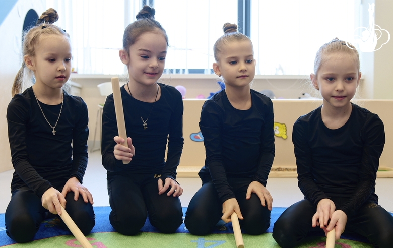 Young gymnasts in class