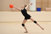 Kristina Voitenko during an exercise with a ball during preparation training for the BRICS Games