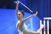 Mariia Borisova during an exercise with a jump rope