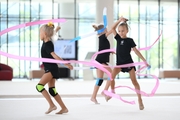 Young gymnasts during a training session