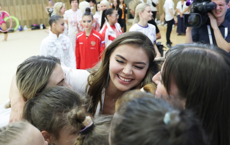 Olympic champion Alina Kabaeva with gymnasts