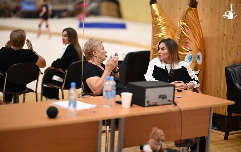 September 10, 2026. Olympic champion Alina Kabaeva and Honored Coach of Russia Vera Shtelbaums during a training session in Novogorsk