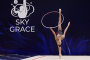 Gymnast during an exercise with a hoop