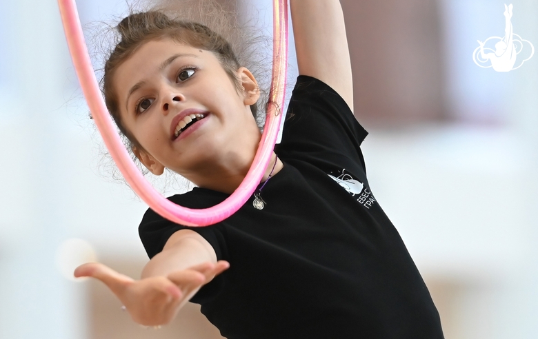 Karolina Tarasova during exercise with a hoop