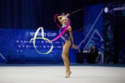 Eva Kononova during an exercise with ribbon