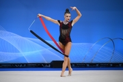 Milena Schenyatskaya during an exercise with a ribbon