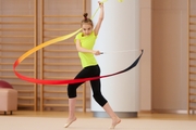 Elvira Belyaeva during an exercise with a ribbon