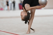 Sabina Samatova during an exercise with a ball