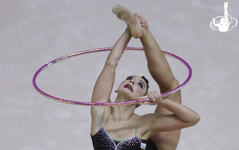 Lala Kramarenko (Russia) doing an exercise with a hoop