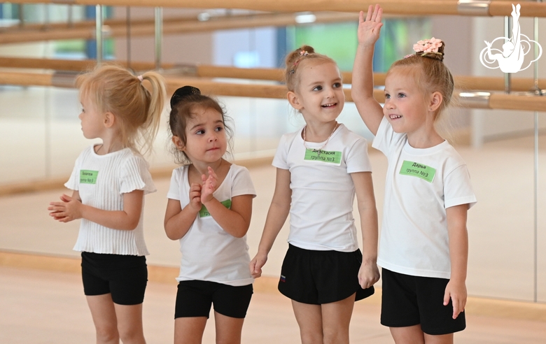 Young gymnasts during a lesson