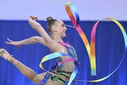 Natalia Usova during an exercise with a ribbon