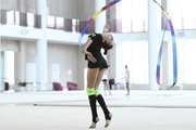 Anna Vakulenko during an exercise with a ribbon