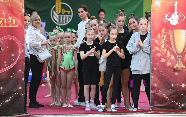 Gymnasts before performance at the during opening ceremony