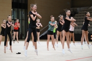 Gymnasts during practice at the training camp in the Academy