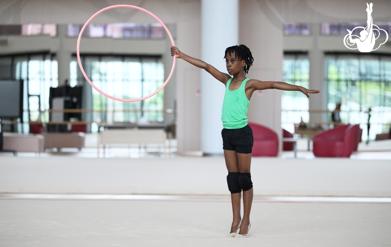 Gymnast Nkenko Sita Davina Chanselvi from the Republic of Congo during the hoop exercise