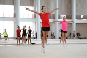 Gymnasts during practice at the training camp in the Academy