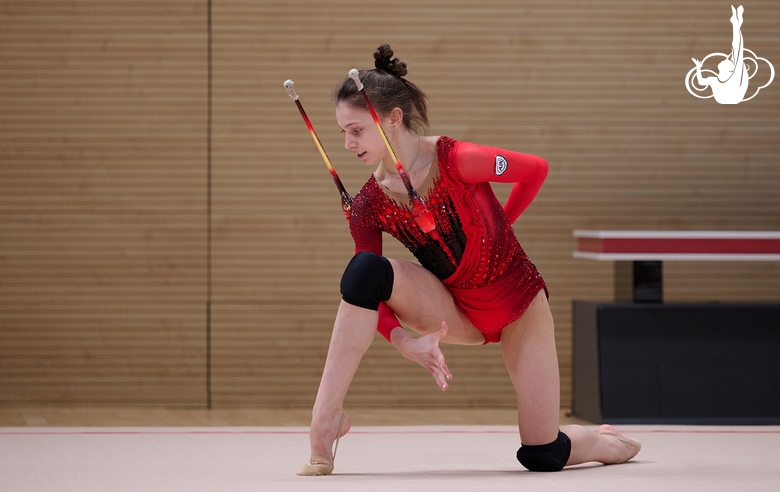Arina Kovshova during a control training session at the Academy