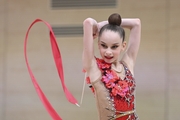 Gymnast during an exercise with a ribbon