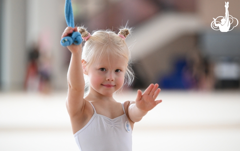 A young gymnast during training