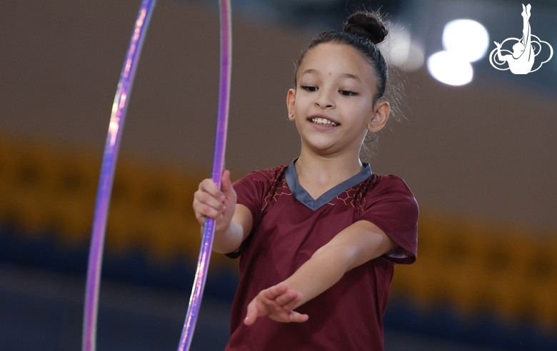 Fairousa Wessam during the hoop exercise at the podium training