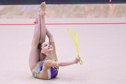 Gymnast during an exercise with a jump rope