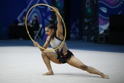Kimaya Karle during an exercise with hoop