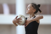 Valeria Medvedeva during an exercise with a ball