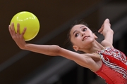 Valeria Medvedeva during an exercise with a ball