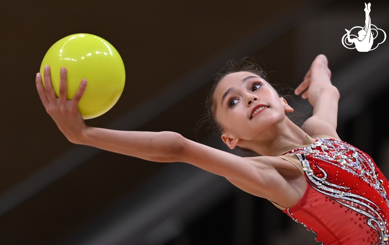 Valeria Medvedeva during an exercise with a ball