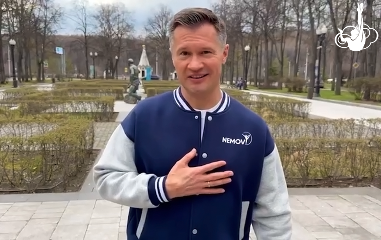 Greetings from four-time Olympic champion Alexei Nemov before the Alina 2025 Festival