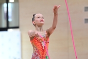 Gymnast during an exercise with a jump rope