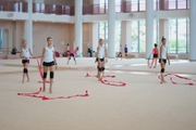 Group team gymnasts during a class with Olympic champion Alina Kabaeva